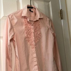 Ralph Lauren pink and white ruffled long sleeve